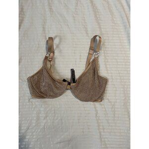 Victoria's Secret Unlined Underwire Bra 34DD/E75 Beige Sparkle Lingerie